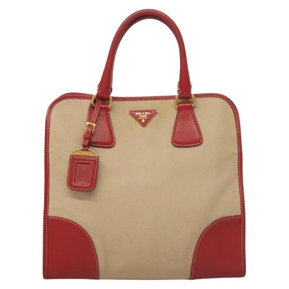 Prada Triangle Logo Red Canvas tote - Picture 1 of 10